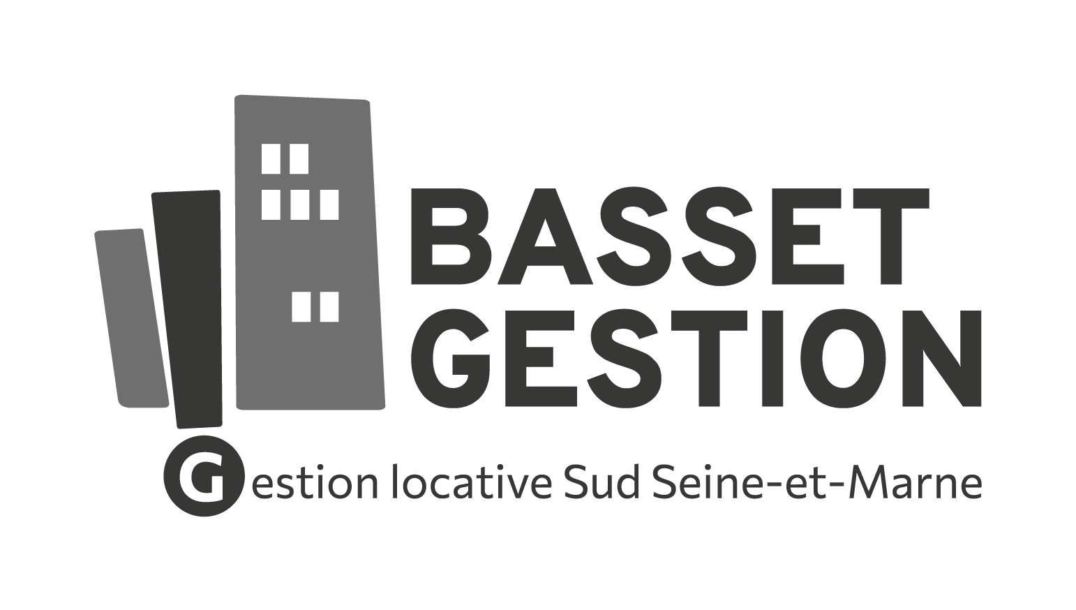Logo en niveaux de gris de Basset Gestion locative