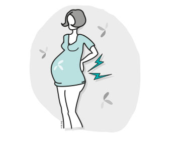 Illustration d'une femme enceinte avec des douleurs dorsales Extrait livre Be Zen