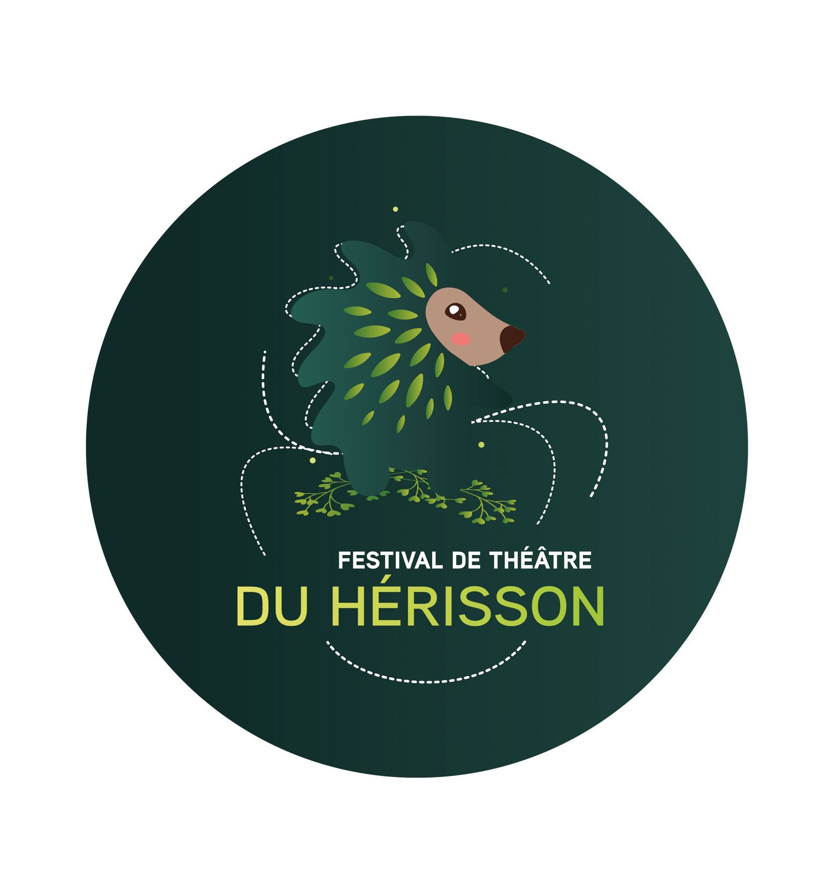 Festival de Théâtre du Hérisson, Favicon sur fond de dégradé vert avec la mascotte hérisson mignon