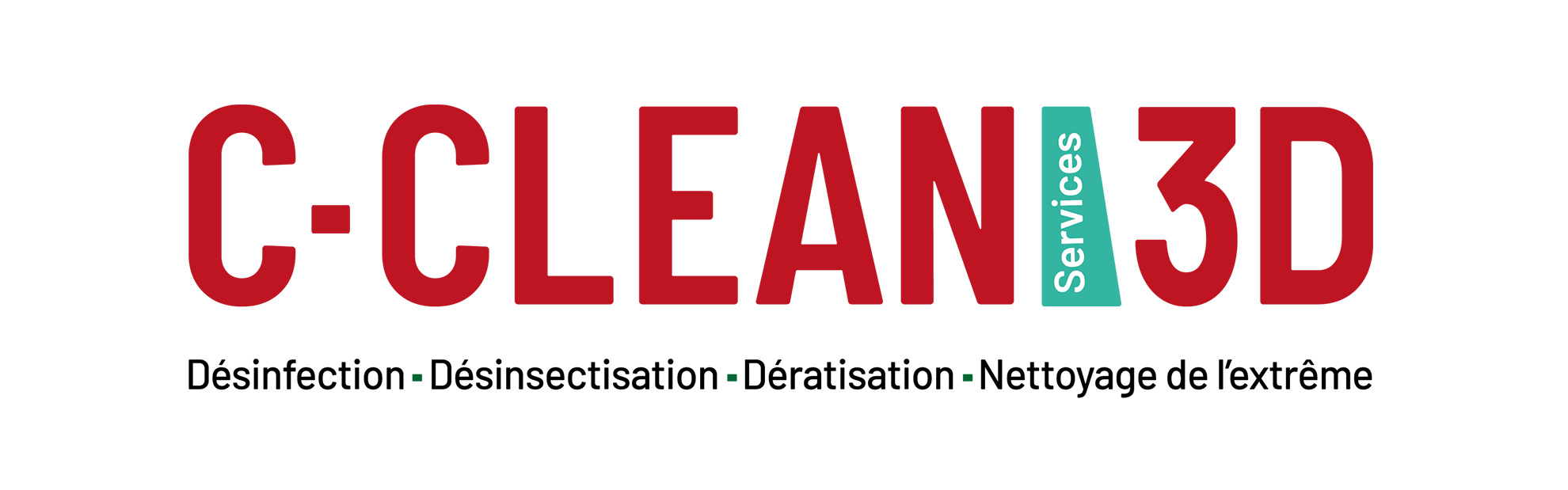 Logo de la société C-CLEAN Services 3D en lettres capitales version en blanc.
