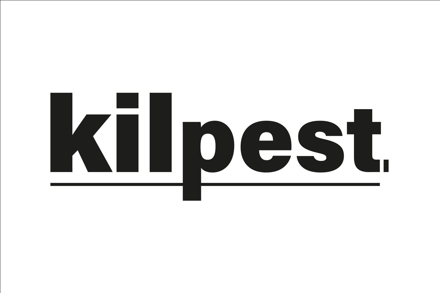 Kilpest, expert antinuisibles. Logo typographique en couleurs noir sur fond blanc