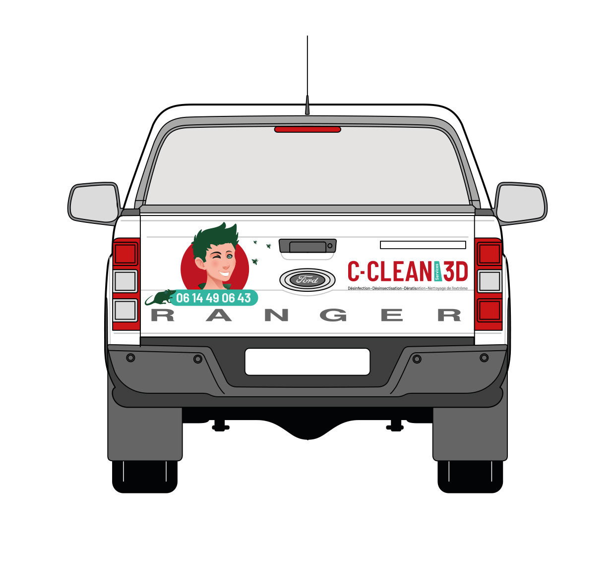 C-Clean Services 3D Covering illustration pick-up vue arrière