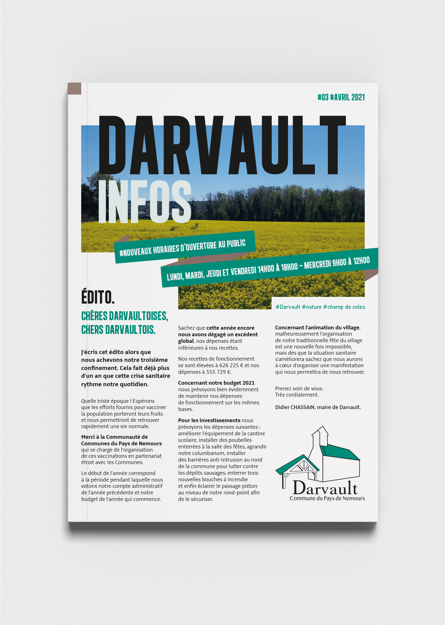 Mairie de Darvault, Couverture du journal communal d'avril 2021