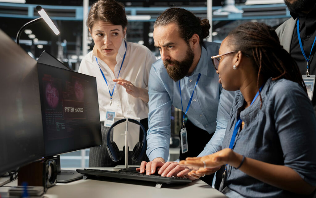 Équipe qui lutte contre les attaques du web